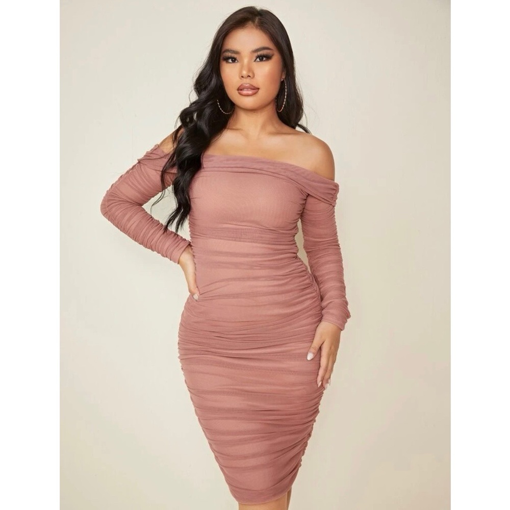 Pink Ruched Dress